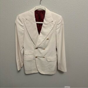 Custom Cream Double-Breasted Blazer - Size 4